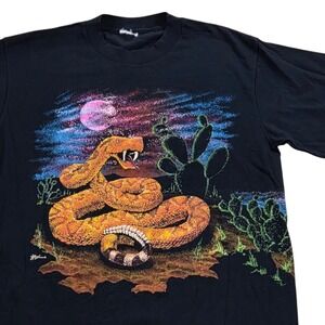 VTG Single Stitch Hazelwood Rattlesnake Wrap-Around Graphic Print T-Shirt Mens M